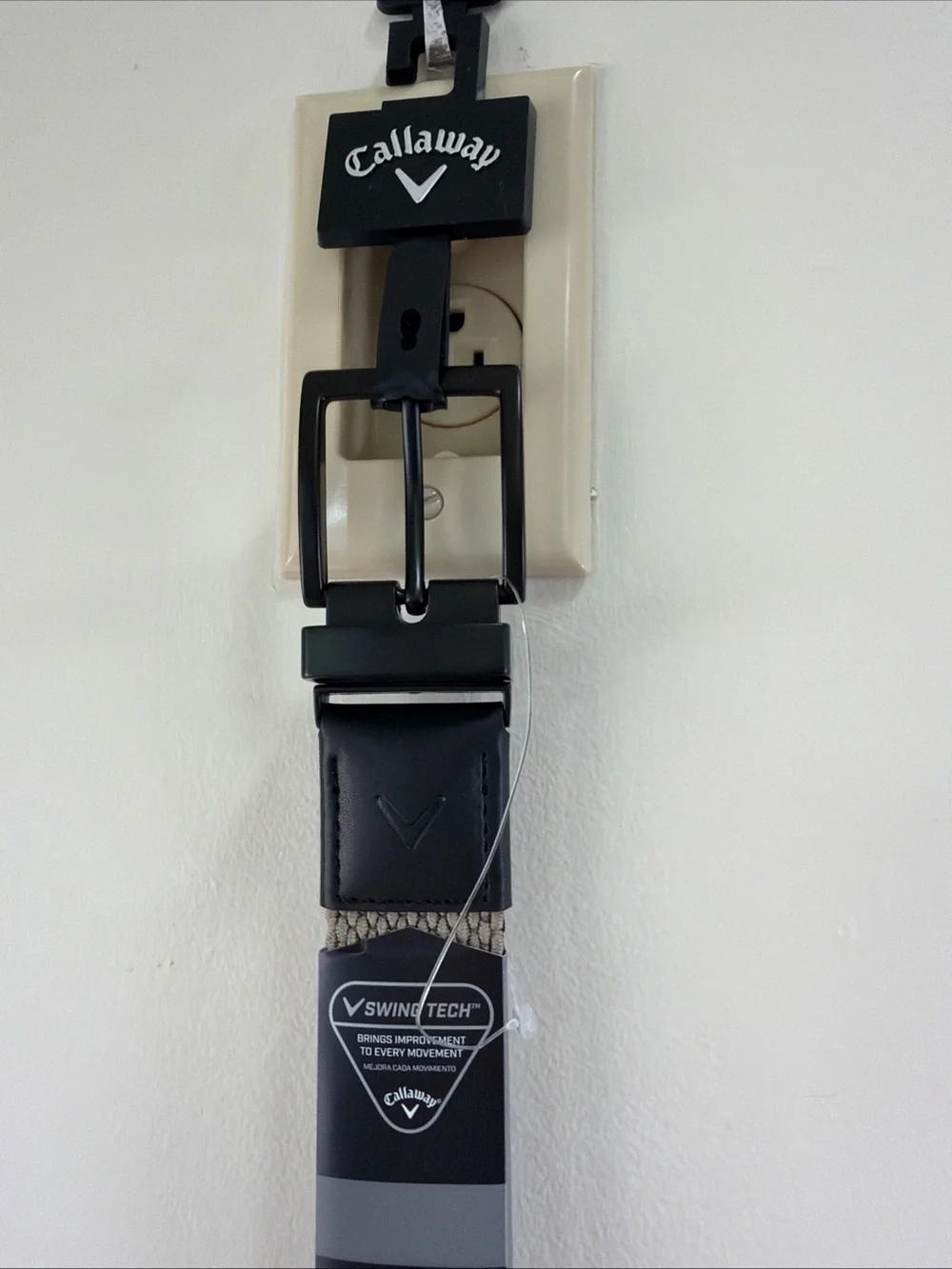 Callaway Swing Tech Reversable Braided Khaki Black Stretch Belt L 38-40 NWT